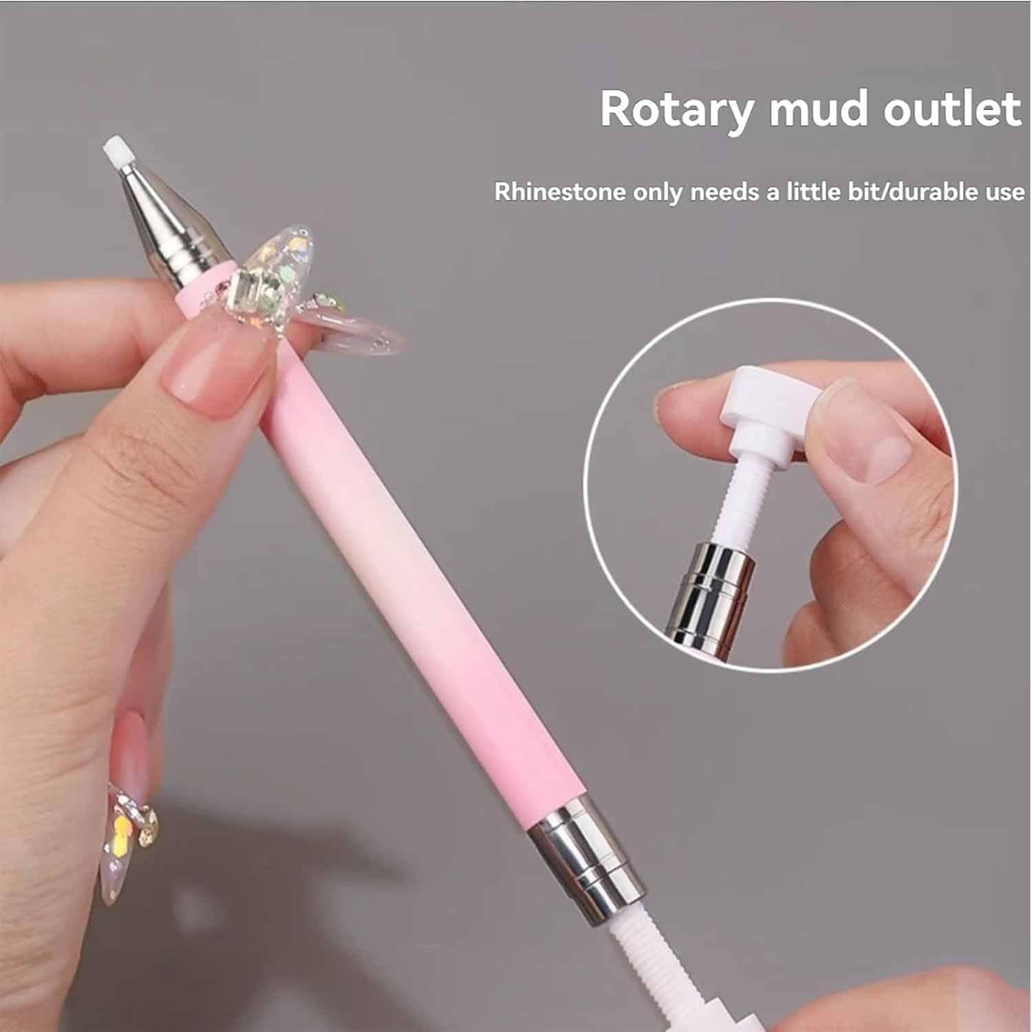 Automatic Refillable Wax Pen with 2 Refills - Automatic Refillable Applicator for Nail Art & Diamond Painting, Professional Gem Pickup Tool for DIY Crafts (Mix)