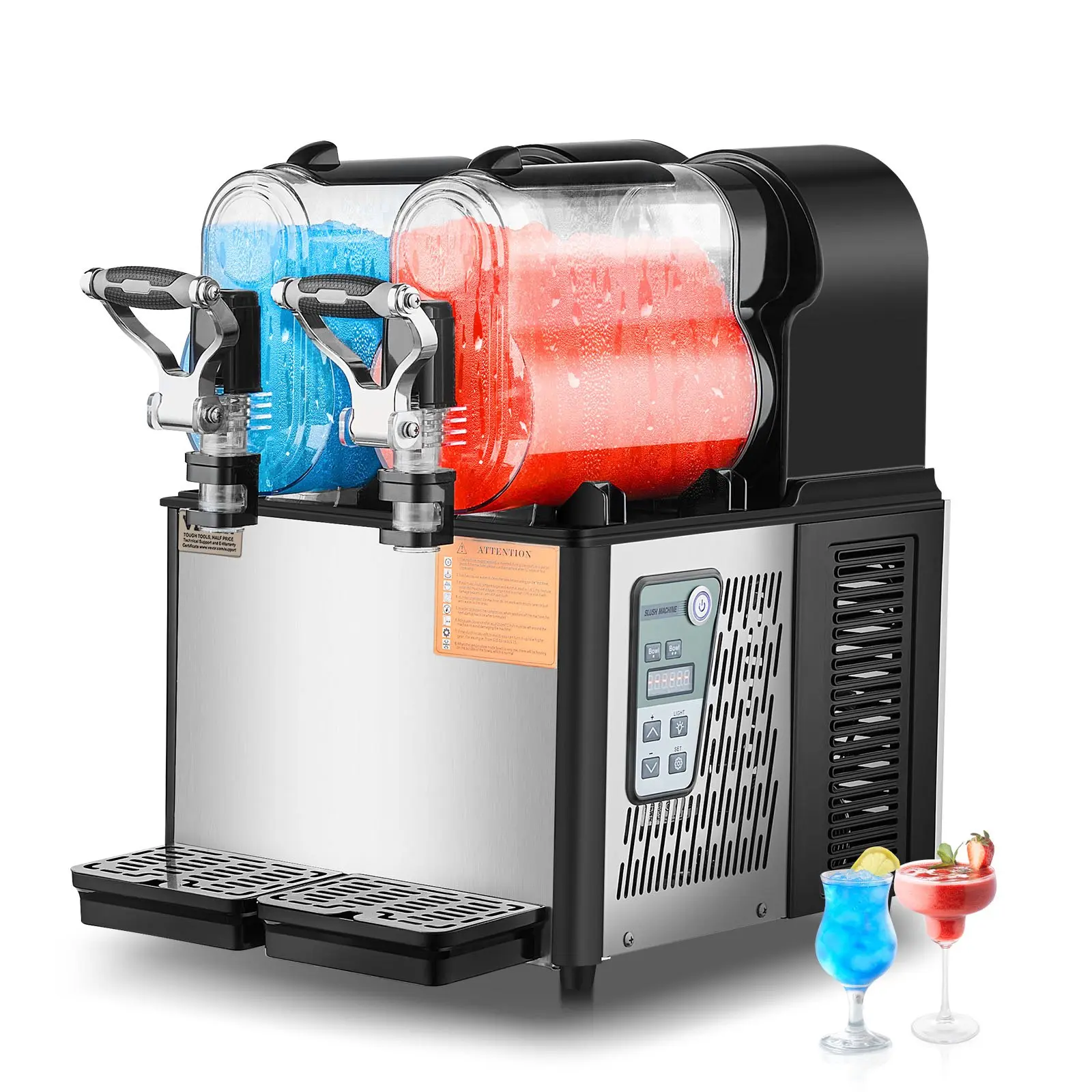 VEVOR Commercial Slushy Machine, 3Lx2 Double Tank Frozen Drink Machine, 24 Cups Stainless Steel Margarita Smoothie Frozen Drink Maker, Slushie Maker for Home Party Restaurants Cafe Bars