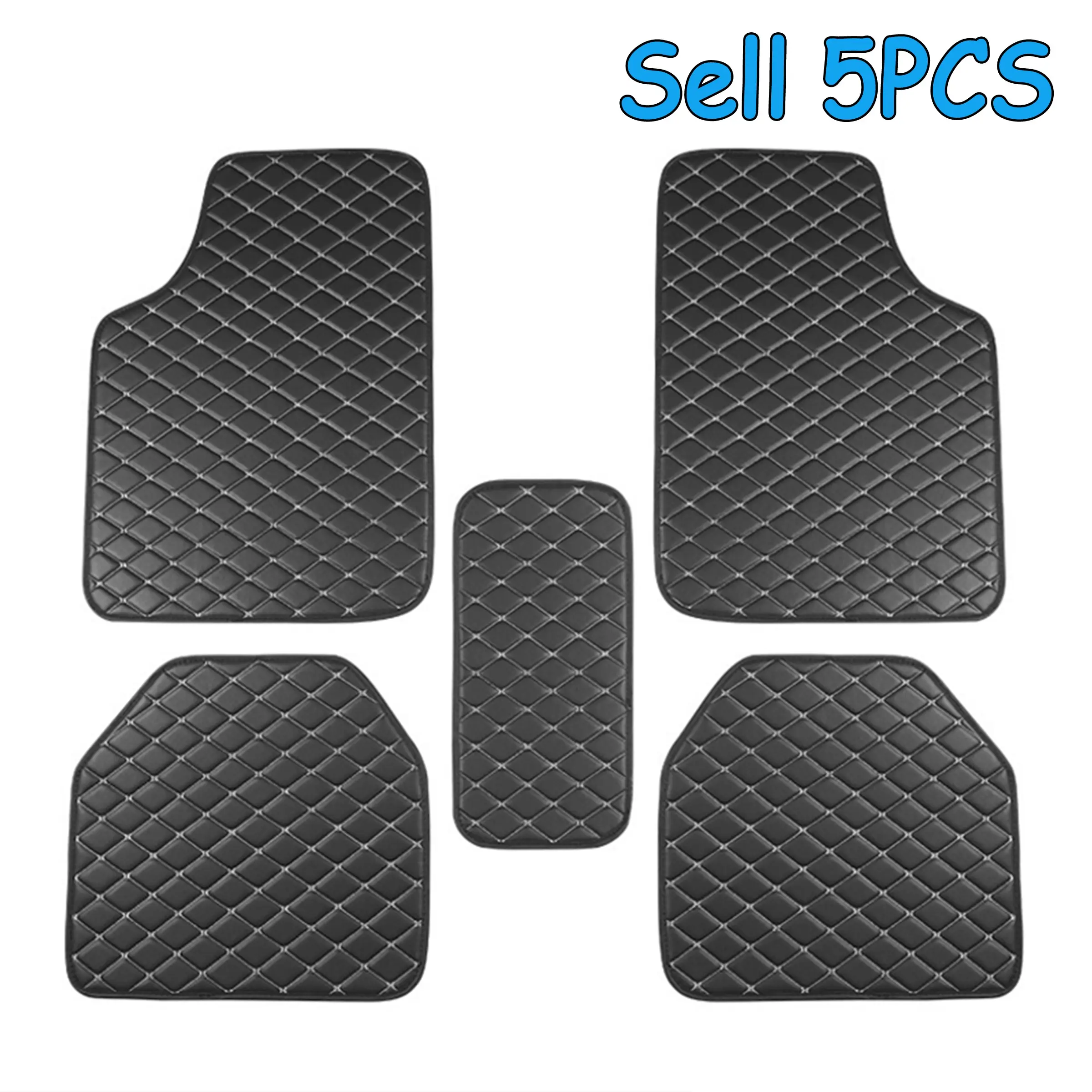 5 Piece Set Multi-Functional Car Floor Mats, Car Foot Mats, Waterproof Anti-Slip PU Leather, Universal Fit for All Vehicles, Durable Interior Decor