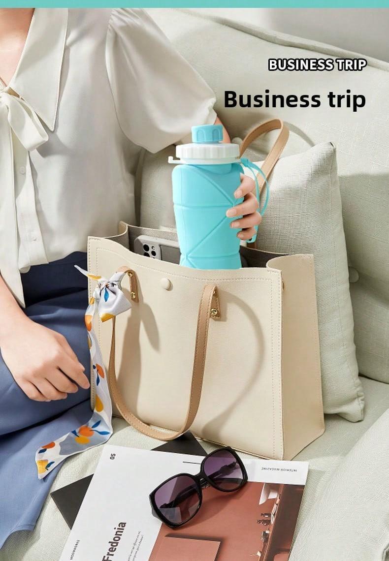 1Pc 600mlLarge Collapsible Silicone Cup-Portable Travel Water Bottle for Outdoor, Food-Grade with Fresh Colors, Foldable Design