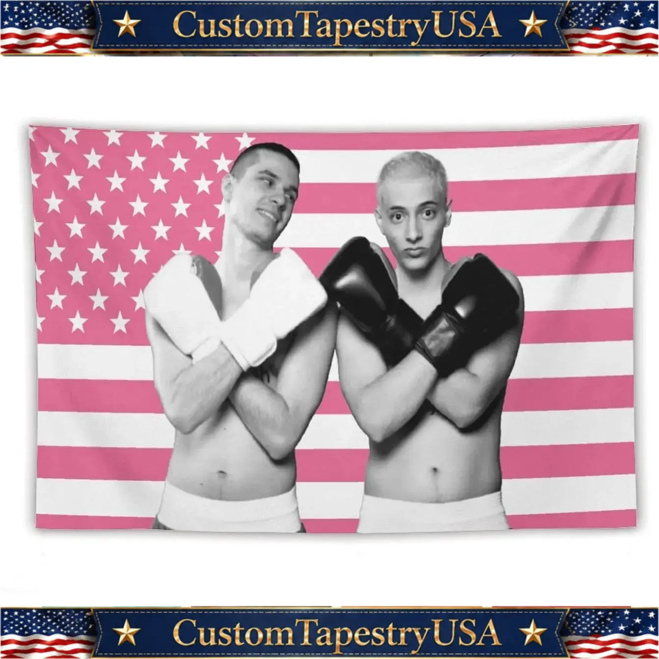 Hamzah and Martin Modern Light Linen Decorative Cloth Wall Tapestry Poster, Ideal for College Dorm & Bedroom Home Decor Gift, Full Print