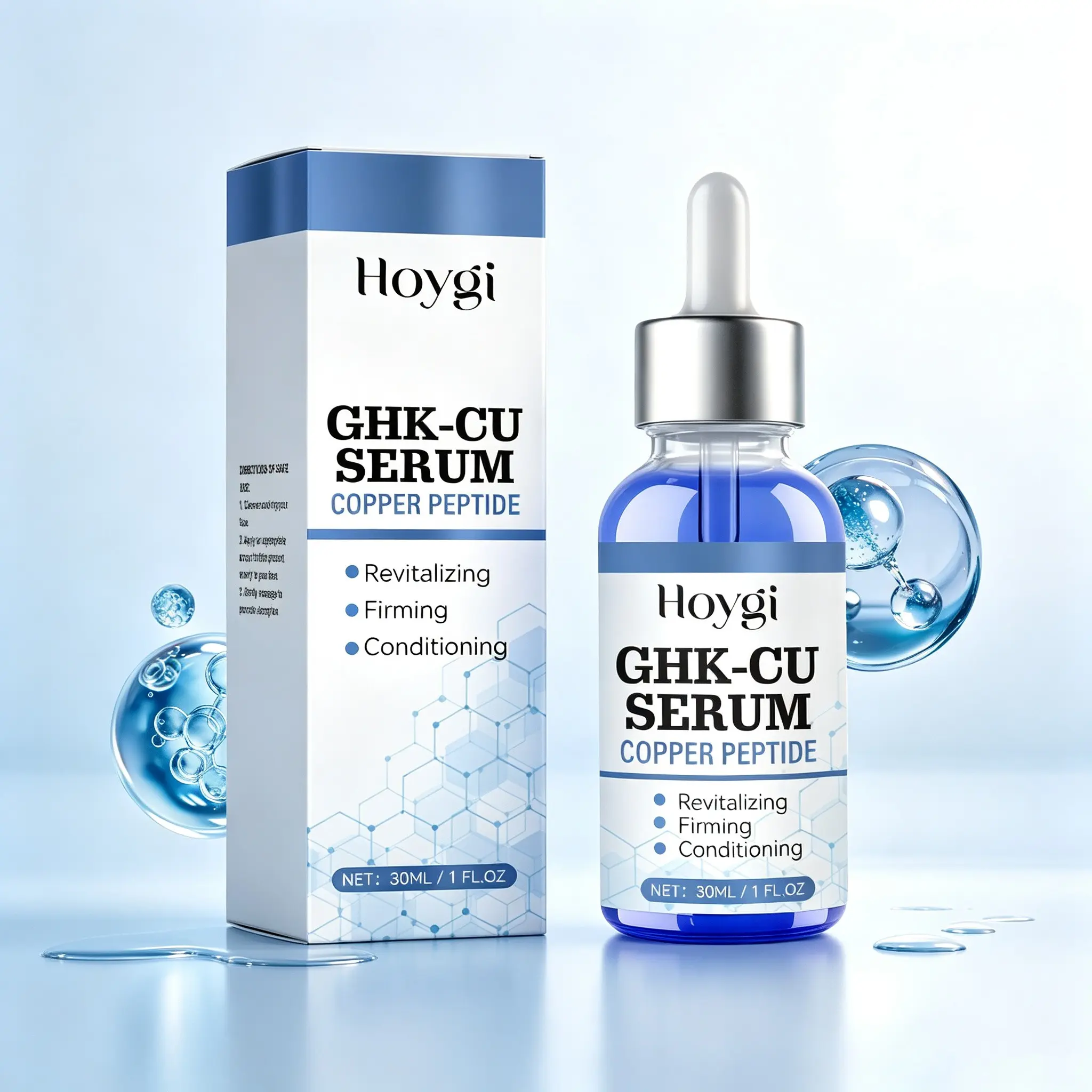 Copper Peptide Face Firming Essence (30ML), With Collagen & Hyaluronic Acid, Lightweight Texture, Locks Moisture, Refreshes Skin, Reduces Fine Lines, Plumping Serum