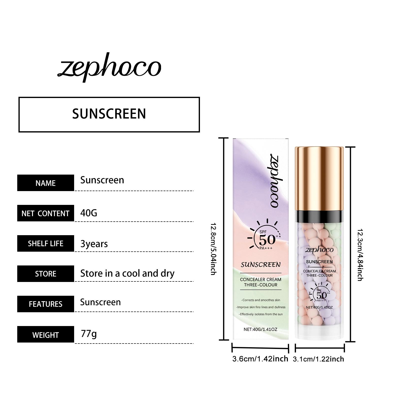 zephoco Three-Color Rainbow Protective Isolation Cream Concealer Isolation Cream Brightening Moisturizing Evening Skin Long-Lasting Protective Cream