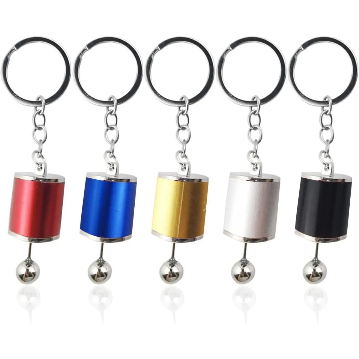 5 count  Shifter Keyring Metal Gear Box Shifter  6-Speed Manual Transmission Gear Shift Key Ring Key Chain (5 Colors)
