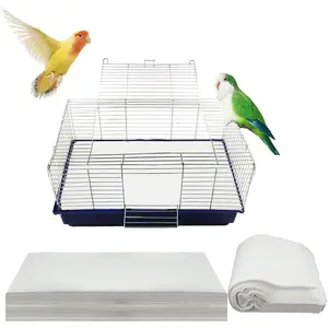 200 Pcs Disposable Non Woven Bird Cage Papers Liner Precut Absorbent Bird Pad Pet Cages Cushion Accessories for Parrot Canary Finch Macaw Parakeet 22.8 x 11.1''