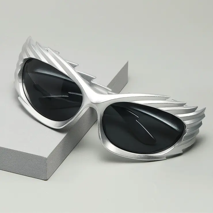 Y2K Futuristic Winged Sunglasses - UV400 Wrap Around Shades for Cycling Streetwear & Festivals