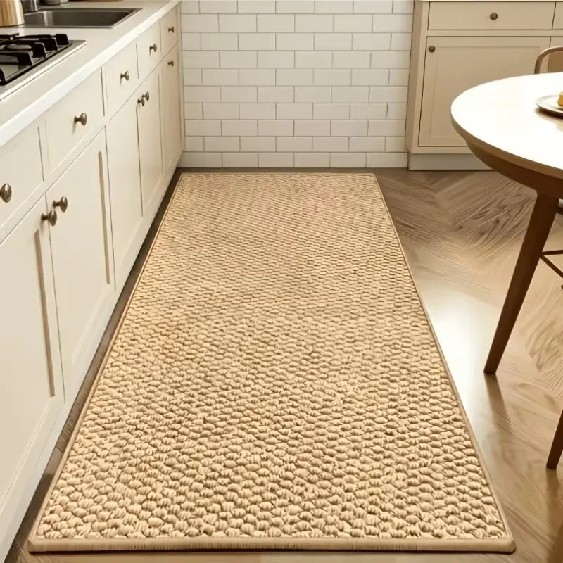 Long Kitchen Walkway Rug, Kitchen Rug Runner, Easy to Clean Artificial Hemp Texture Carpet, Suitable for Home Kitchen, Entryway, Laundry Room