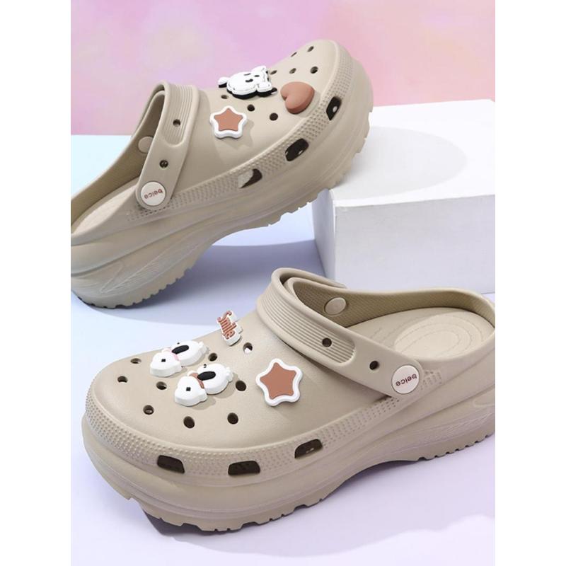 (New)Women's Pink Cute Cartoon Decorated Clogs, Thick Bottom Slippers, Casual Comfortable Non-slip Clogs for Indoor Outdoor Wear, Ladies Slippers, Lightweight Slipper, Summer Comfy Clogs for Daily Wear, Walking Shoes