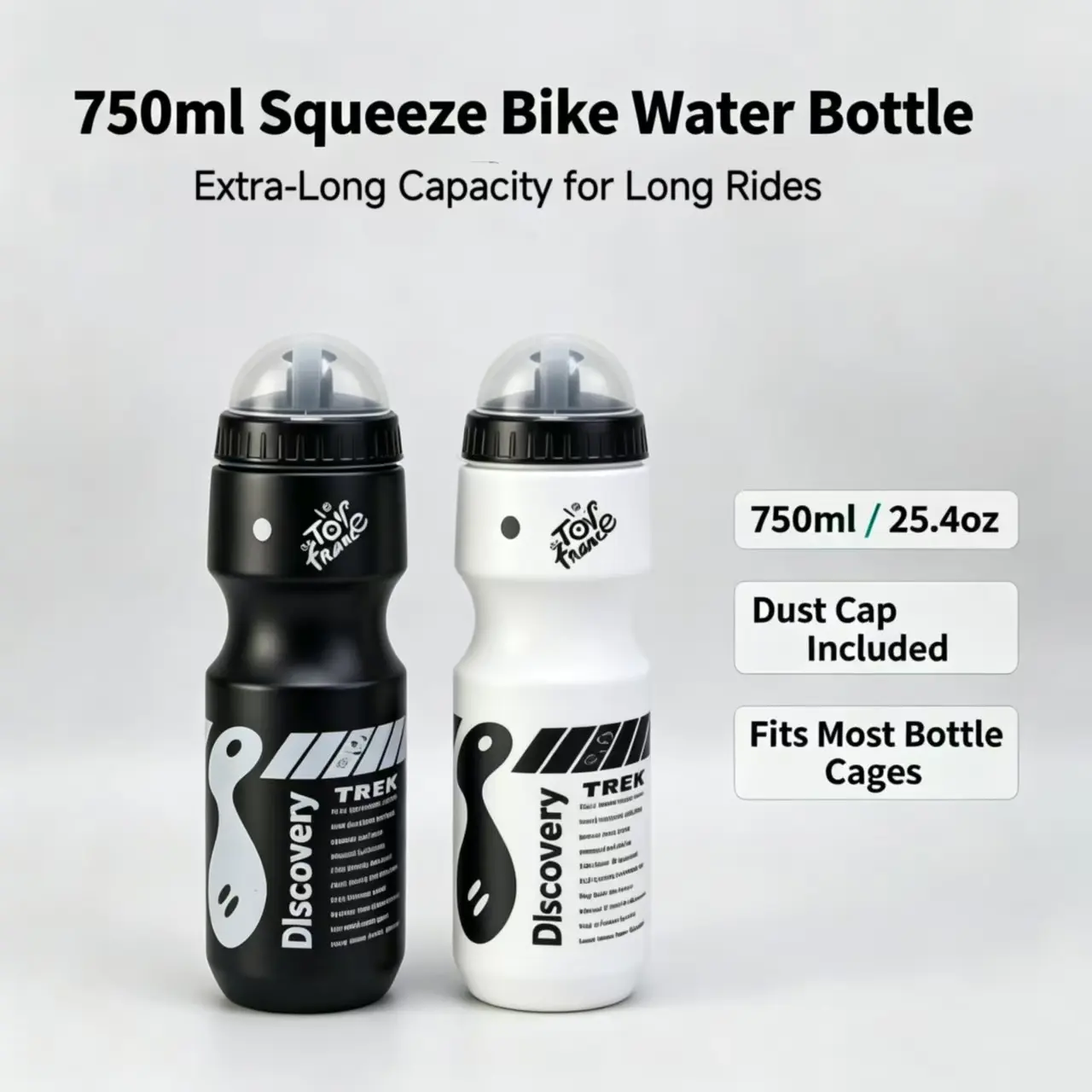 1 Pack 750ml Squeeze Bike Water Bottle, Minimal Sports Design with Dust‑Proof Flip Cap, Large Capacity Cycling Water Bottle for Adults Cycling Gym Hiking Outdoor Sports