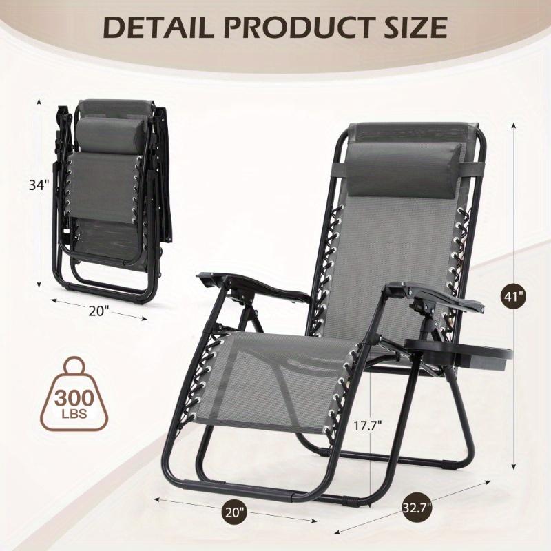 Set of 2 Zero Gravity Lounge Chair, Outdoor Folding Reclining Patio Chairs with Cup Holder and Detachable Headrest, Lounge Chairs for Beach, Camping, Lawn, and Garden, Available in Multiple Colors Set of 2 Zero Gravity Lounge Chair, Outdoor Folding Reclining Patio Chairs with Cup Holder and Detachable Headrest, Lounge Chairs for Beach, Camping, Lawn, and Garden, Available in Multiple Colors