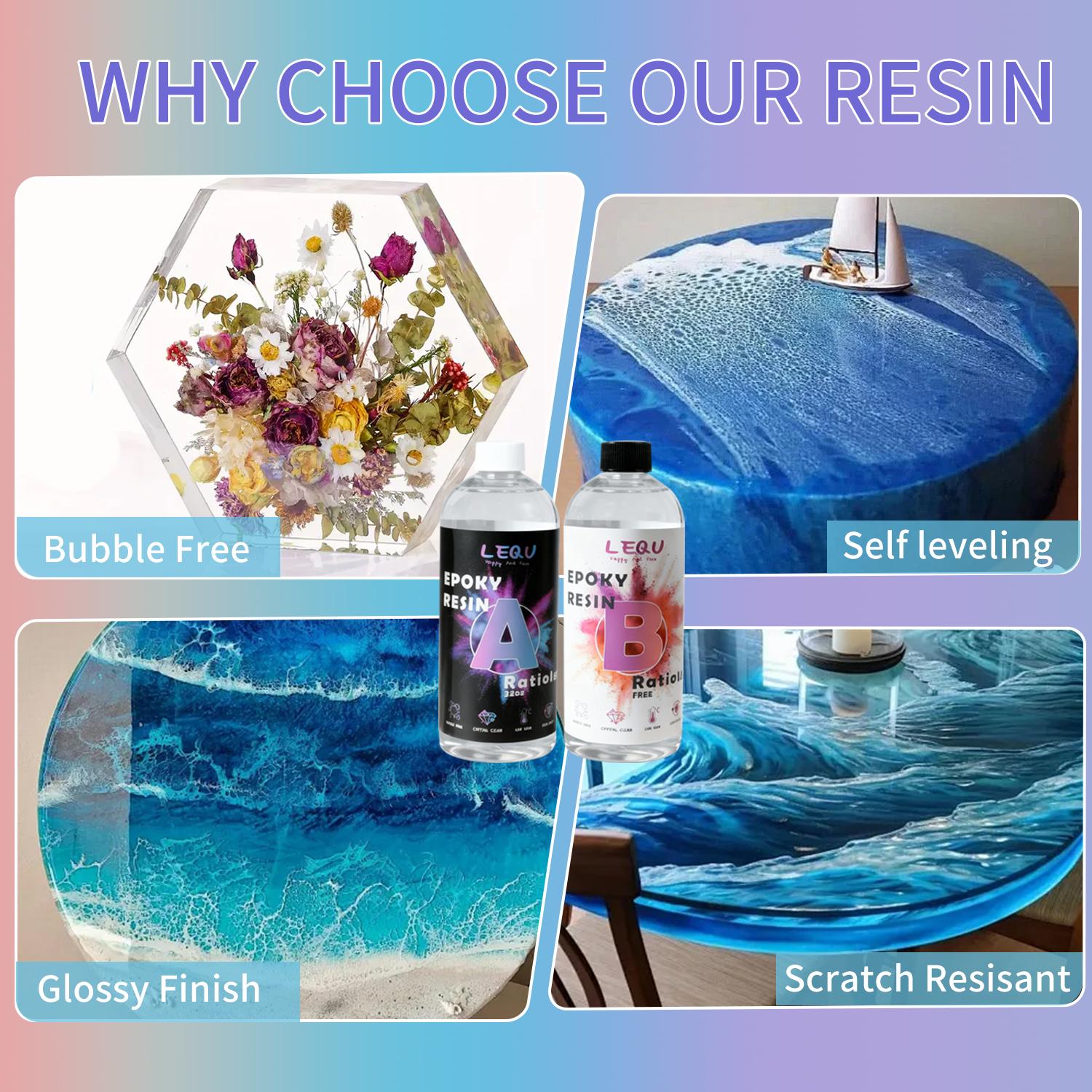64 oz Ultra-Clear Epoxy Resin Kit—Bubble-free, yellowing-resistant, and self-leveling; ideal for coatings, casting, countertops, and river tables; fast-curing two-part epoxy; perfect for resin molds and crafts