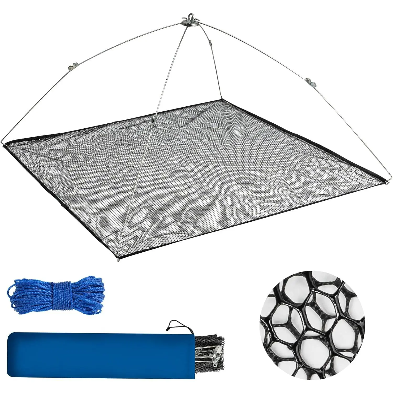 Umbrella Minnow Trap Net, Collapsible Fishing Bait Net with Rubber Coated Mesh & Steel Frame, Fish/Shrimp/Crayfish Trap Cast Net for Creek, Pond Fishing,Catcher