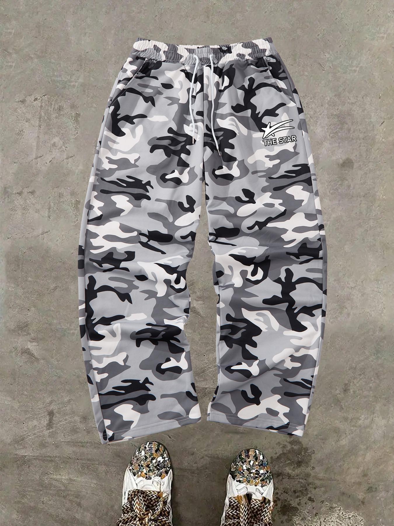 Men's Camo Print Straight Leg Sweatpants, Regular Fit Casual Street Breathable Pants for Daily Wear, Men's Bottoms for Summer, Trouser, Camouflage Sweatpants