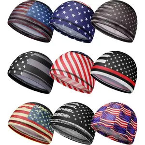 9 Pcs Cooling Skull Cap Camo Liner Sweat Wicking Lightweight Cycling Cap Running Head hat for Men Women
