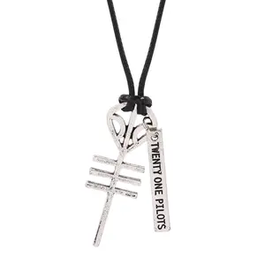 Twenty One Rock Band Necklaces Pendants Cord Best Friends Skeleton Necklace Punk Men Women Music Hip Hop Jewelry