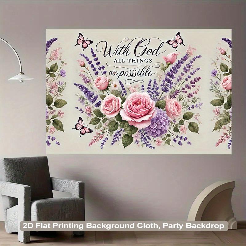2D Flat - 2D Flat - A 2D Backdrop Featuring Flowers And Butterflies Surrounding Beautiful Things, Made Of, Perfect for Vibrant Wall Hangings in Living Rooms, Bedrooms, Offices, Or Party Decorations