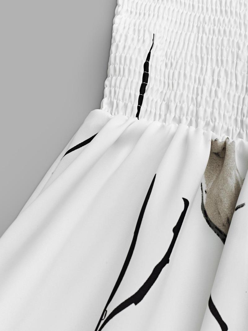 Women's Floral Print Dress, Elegant Fashion Casual A Line Dress for Daily Outdoor Wear, Women Dress for Spring Fall