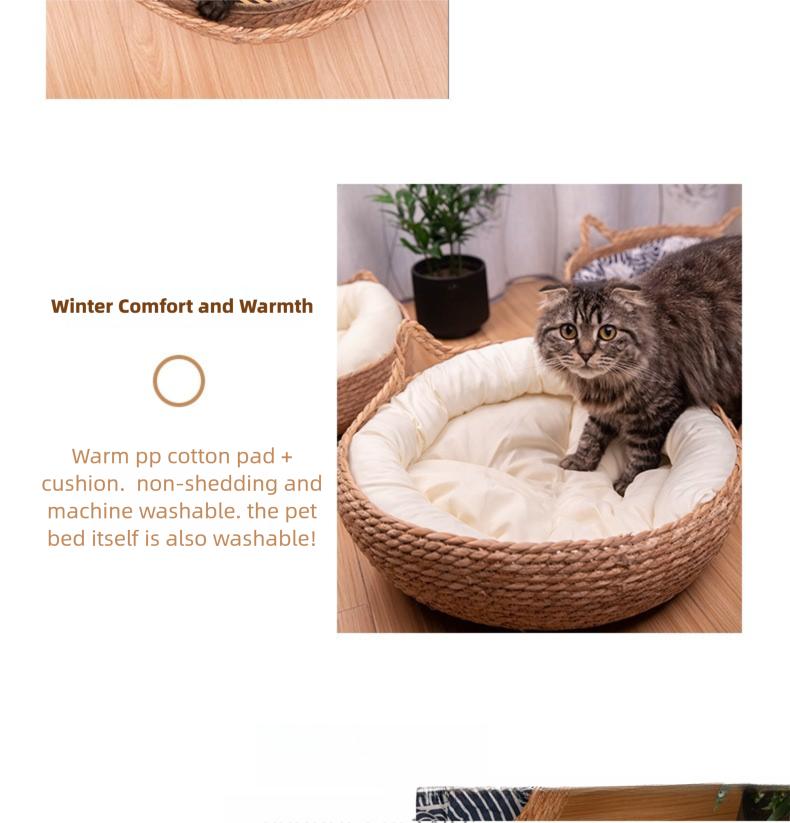 Straw and rattan cat beds are suitable for all seasons, especially in summer.They are popular for cat scratching and cat shelters. Straw and rattan cat beds are suitable for all seasons, especially in summer.They are popular for cat scratching and cat shelters.