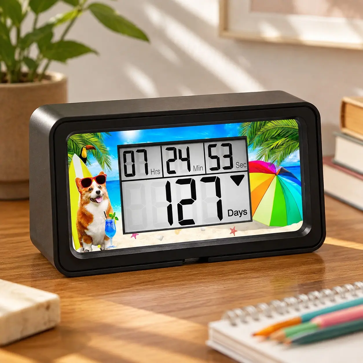 9999 Days Countdown Clock Timer with Backlight - Track Retirement, Wedding, Christmas, Vacation and All Calendar Event Dates - Black 8 FramesGift
