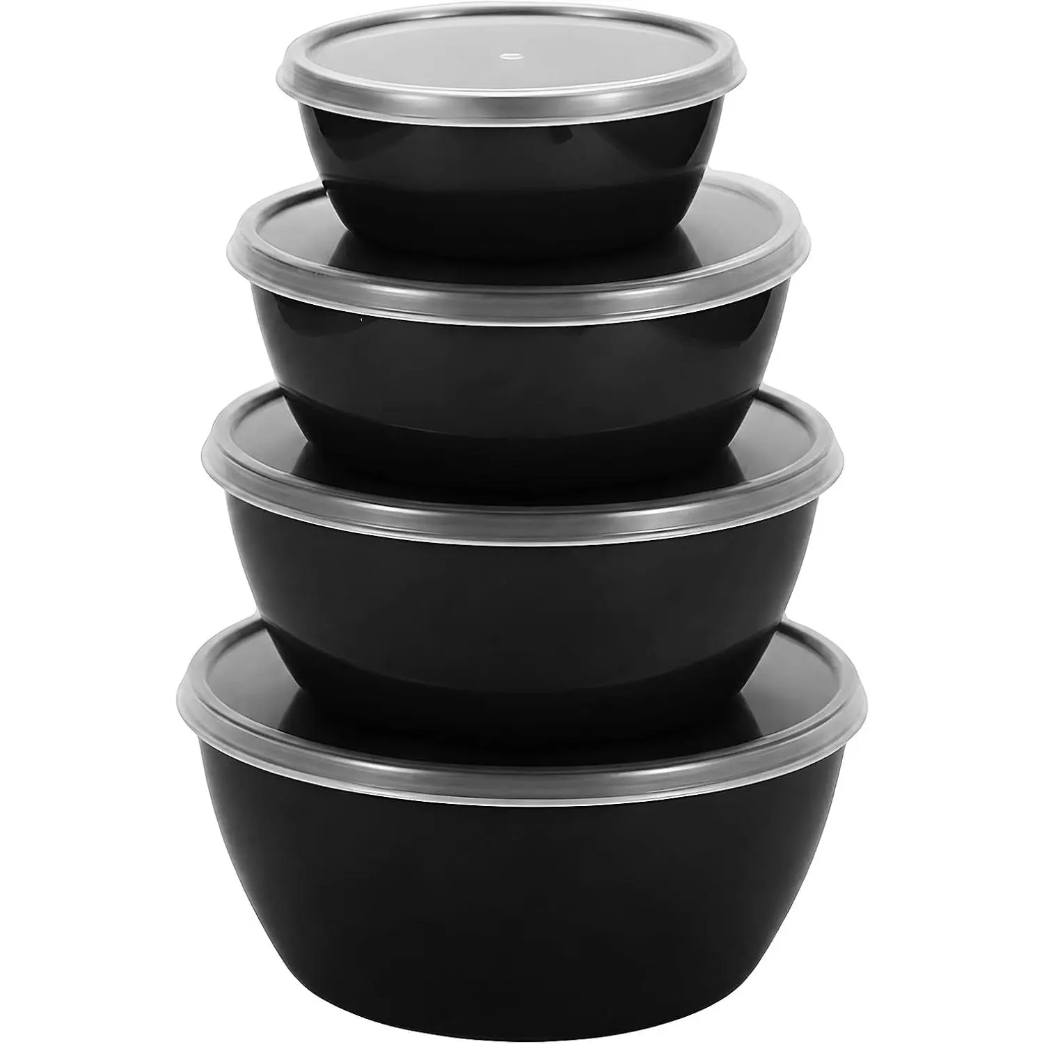 Storage Containers Set of 4, PP5 Plastic -Keeping Container , Airtight , Microwave and Freezer Safe, BLACK
