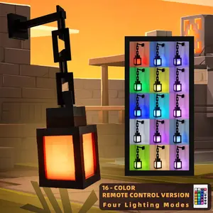 Minecraft Night Light Games Pixel Style Portable Lantern Tabletop Ornament 16 Colors Lantern MCDIY Interior Decoration Festival Atmosphere