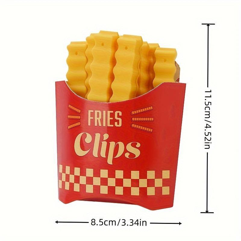 French Fries Design Food Bag Clip, 1 Set Including 12pcs French Fries Food Bag Sealing Clip, Creative Decorative Fridge Sticker, Home Decor Supplies