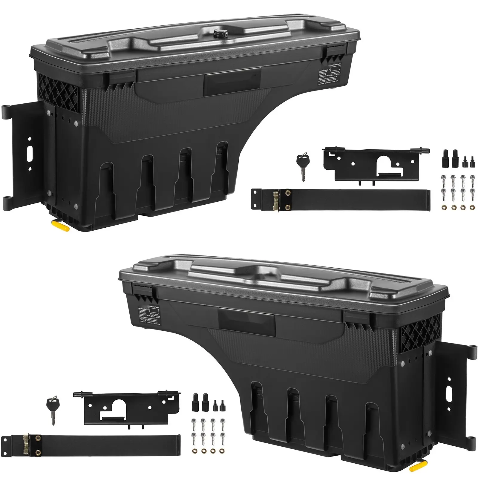 Truck Bed Storage Toolbox For 2019-2020 Chevrolet Silverado 1500 Left And Right Side Mounted, Fits Crew Cab And Regular Cab, Weather Resistant, Secure Locking, Durable Aluminum Construction, Tailgate Area Accessory, Latch, Wall Mount, Silverado 1500 Acces