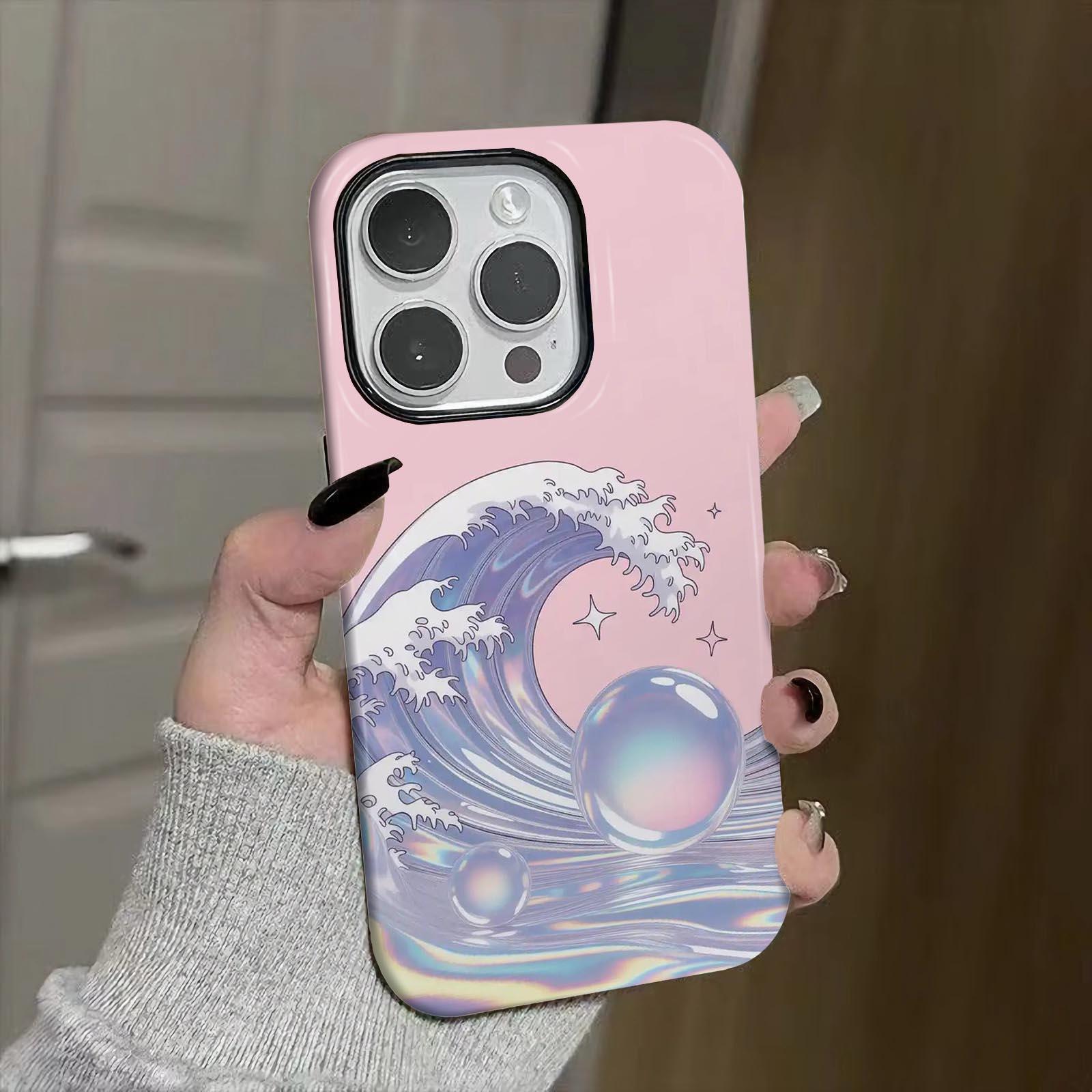 wave, bubbles, stars Soft And Hard Two-In-One Film Printed Full Pattern Case For IPhone 16 15 14 13 1211 Pro Max Plus Phone Case