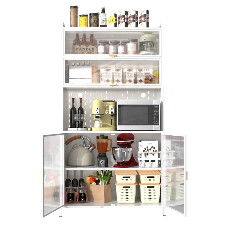 73" Tall 6-Tier Kitchen Pantry Cabinet with Flip Door, Adjustable Shelves & Anti-Tip Design - Versatile Storage for Kitchen, Living Room, Office