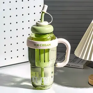 Large Capacity Straw Cup with Detachable Tea Strainer, 40.58oz for Herbal & Fruit Teas, Includes Cleaning Brushes, Ideal for Students & Outdoor Use