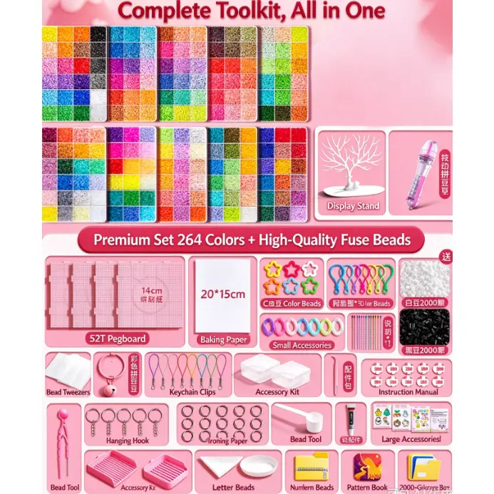 DIY Fuse Beads Kit, Complete Handmaking Tools Set for Birthday Gift