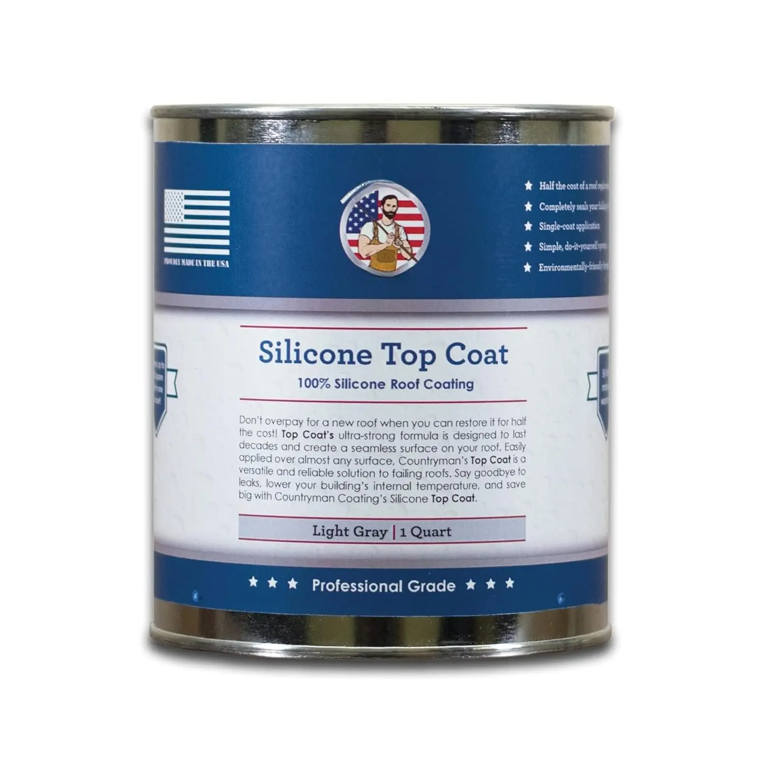 Roof Coating, Light Gray, Quart | Creates a seamless,  membrane that resists UV  and won't crack, peel or chalk for long-lasting protection.