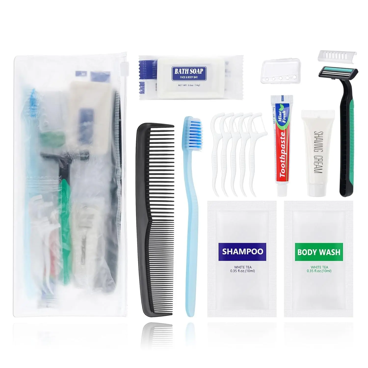 Travel Size Toiletry Set (Pack of 5 Individually Packed) - Personal Hygiene Supplies for Men, Homeless Care Package Bulk Kits