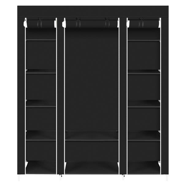 [Bellemave] Portable Clothes Closet Wardrobe Storage Organizer with Non-Woven Fabric Quick and Easy to Assemble Extra Strong and Durable Black