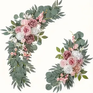 Fake Floral Corner Arrangement 2 Pack, Lush Artificial Bloom for Wedding Arch Welcome Board Decor, Cut Fresh Flower Maintenance Cost, Viral Ins Party Accessory