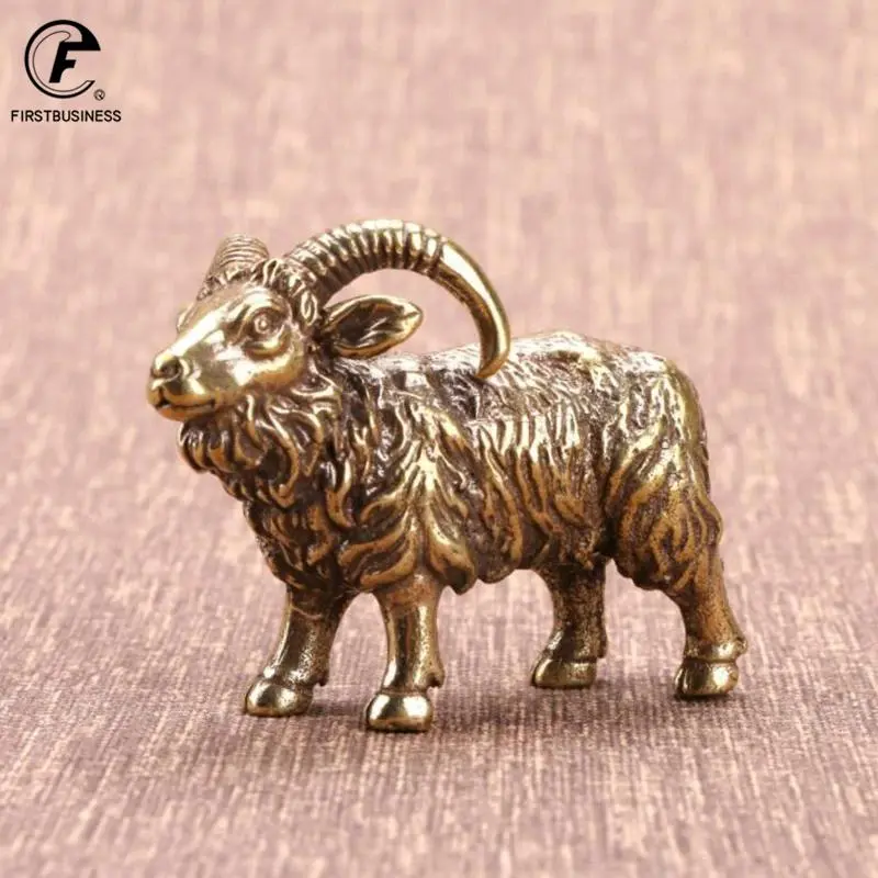 Solid Brass Small Goat Ornament - Antique Copper Zodiac Collectible Figurine, Animal Decorations Figurine for Home Desktop Accessories, Collectible Figurines, Animal Decorations Figurines