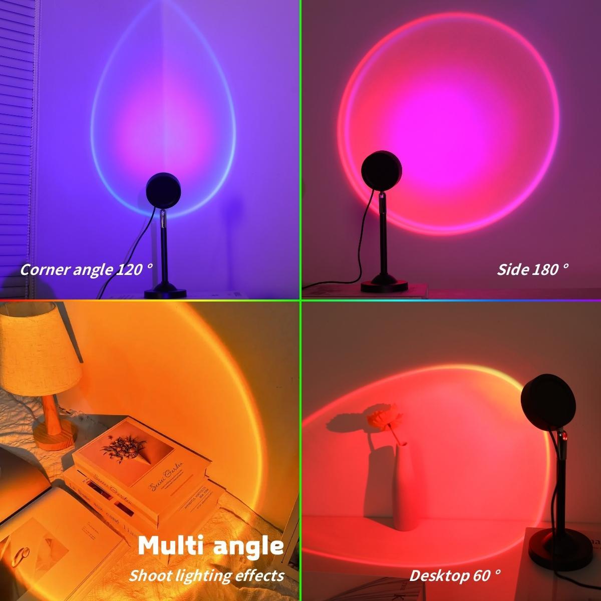 Sunset Projector Night Light, RGB Color Changing LED Night Light with Remote Control, USB Powered Decorative Sunset Ambient Lamp for Bedroom, Adjustable Atmosphere Light