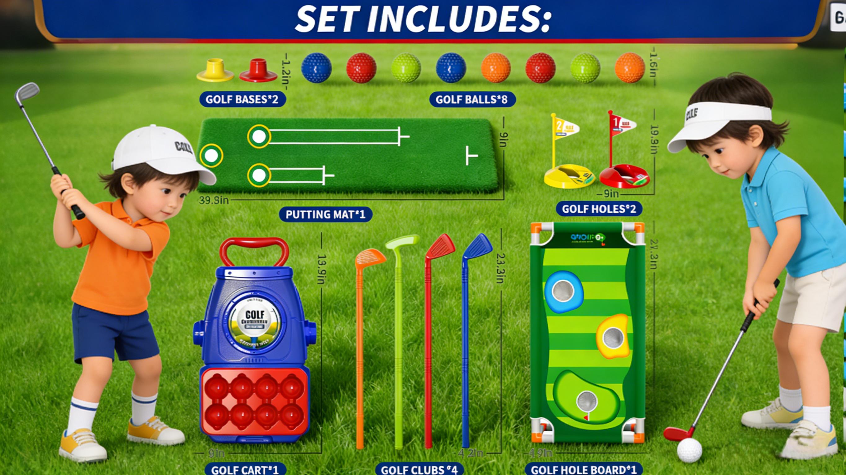 Kids Toddler Golf Set, Outdoor Golf Set Game for Kids Boys and girls,Indoor Outdoor Outside Toys Gifts for 3 4 5 6 Years Old Boys, 3 4 5 6 7 Years Old Boys Toys Birthday Gifts Ideas,