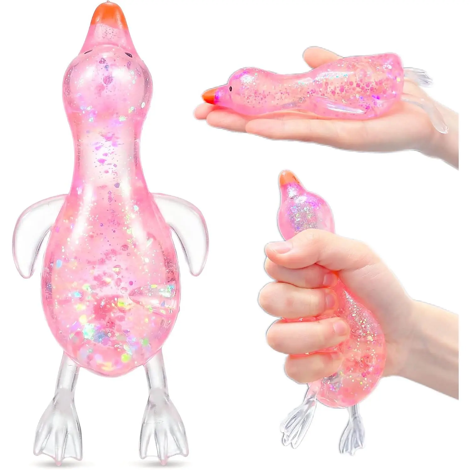 Squishy Pink Duck Sugar Stress Ball, Cute Duck Squishy Fidget Vase Fillers for Adults, Animal Sensory Stress Relief Vase Filler for Anxiety, Home Decoration, Party Favors, Stocking Stuffers