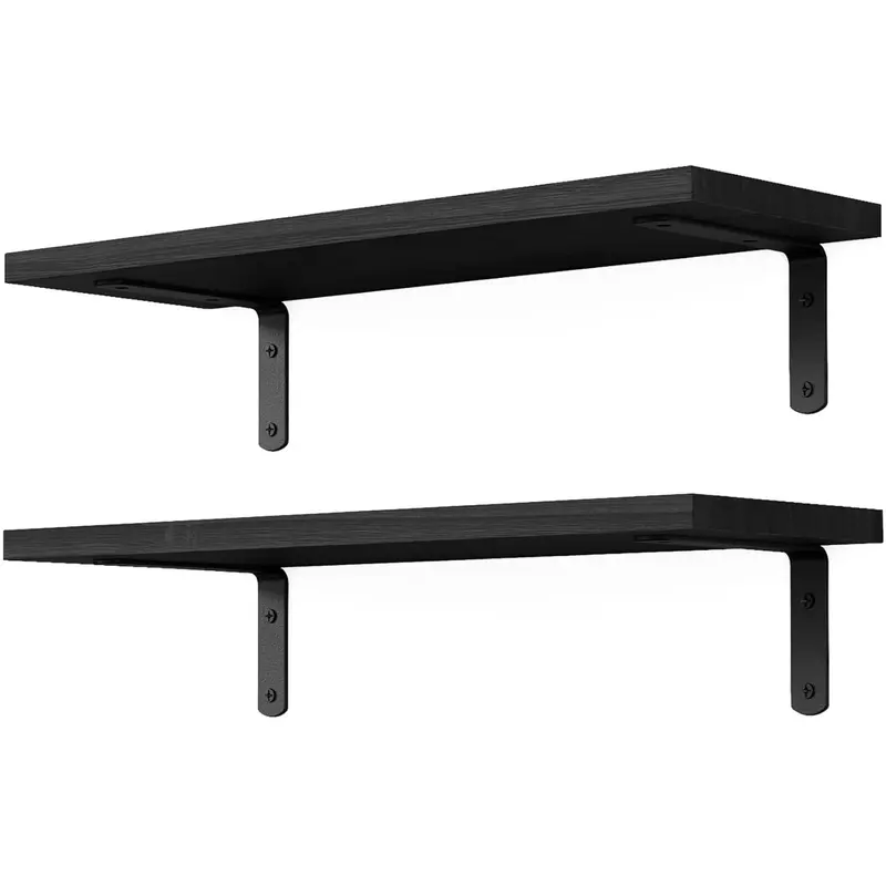 Floating Shelves, 2 Sets Wall Shelves, Wooden Floating Shelves for Wall Decor, Wall Mounted Floating Bathroom Shelf for Storage, Floating Book Shelf for Bedroom, Living Room