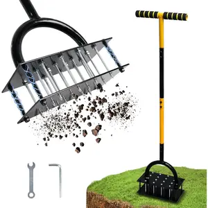 Manual Lawn Aerator Tool - Spring- Self-Cleaning Soil Loosener with 16 Steel Spikes - Heavy Duty Spike Aerator for Compacted Lawns & Grass Root Growth