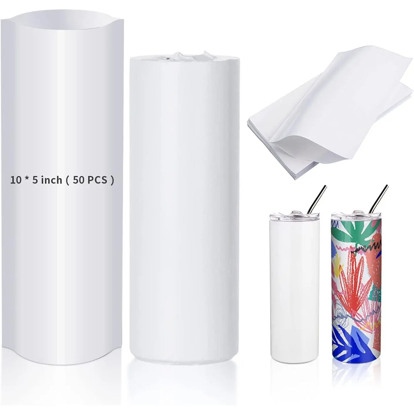 50 count Shrink Wrap Film for 20 OZ Sublimation Tumblers 10" x 5"