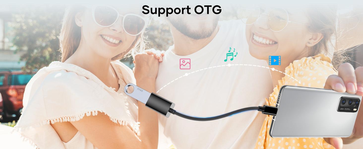 USB C to USB 3.0 Adapter [3 Pack], USBA Female to USBC Male OTG Cable Adaptador USB A Tipo C Compatible with i-Phone 16 15 Pro Max, Mac-Book Pro/Air, S25/S24/S23, Black