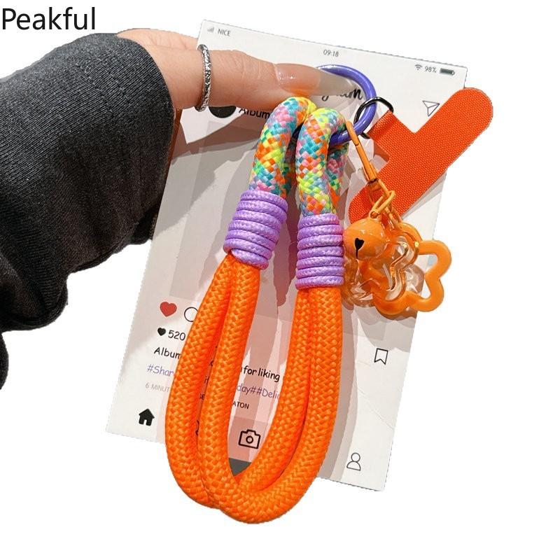 Dopamine Phone Lanyard | Viral Short Wrist Rope with Star & Bell Decor | Braided Anti-Lost Keychain Strap | Aesthetic Portable Wristband for All Phones, Ideal for Dating, Vacation, Shopping & Everyday Carry