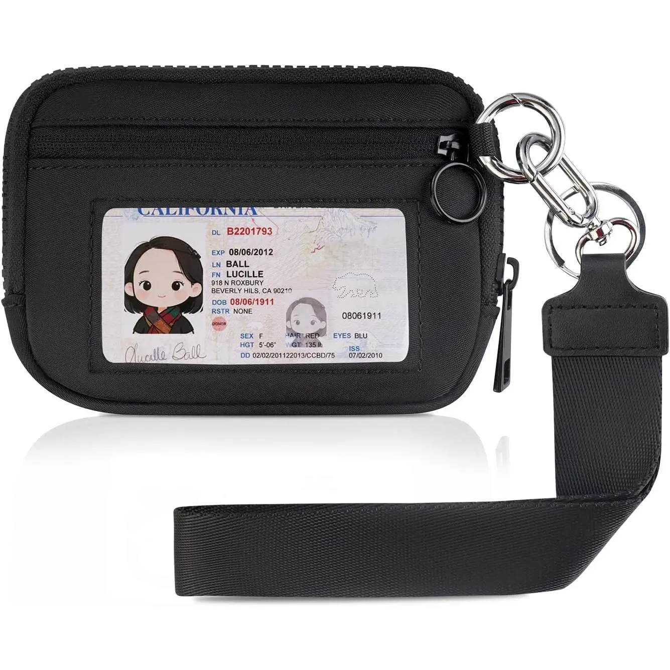 Wristlet Wallet For Women  Zip Card Case With ID Window |  Value For Walking Cycling Gym Shopping Travel Business Daily