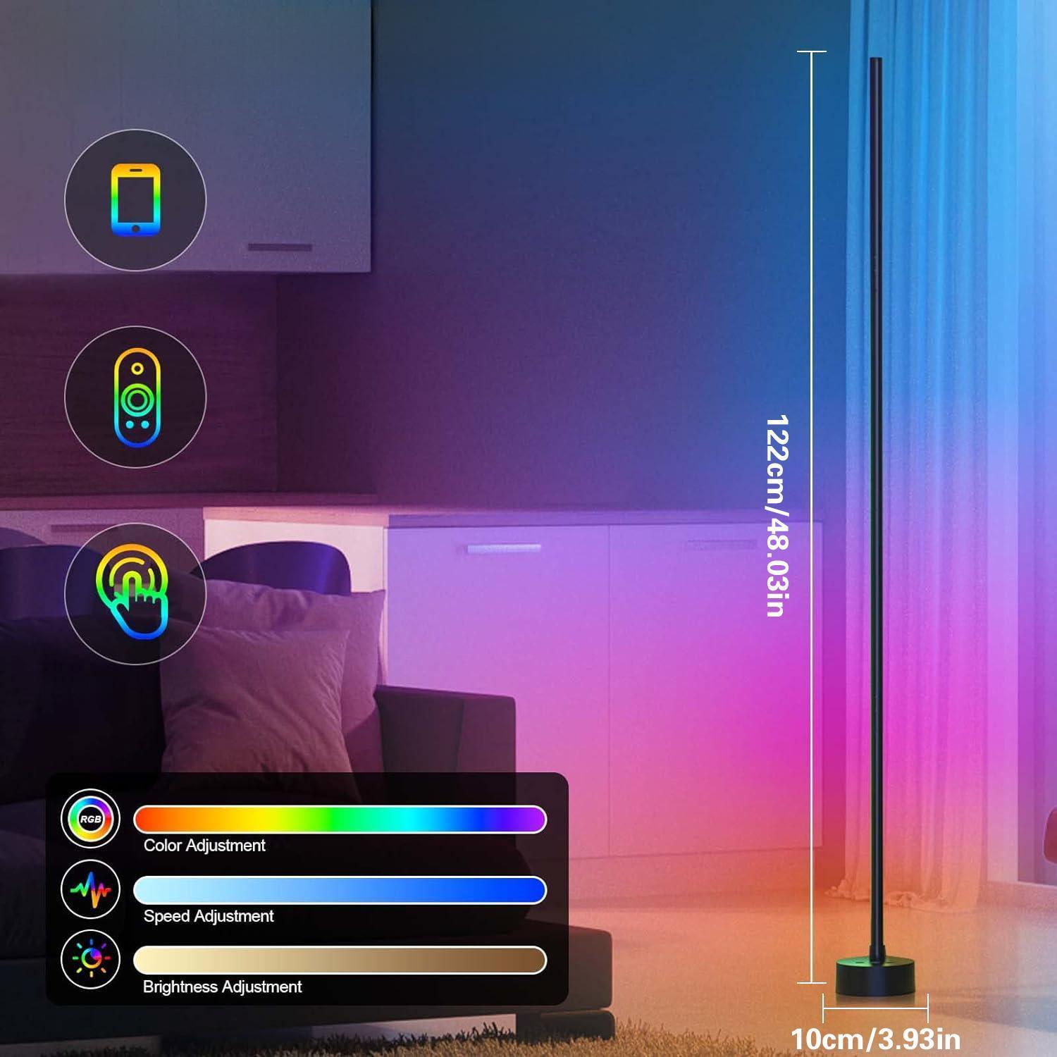 RGB Corner Floor Light, APP Control Color Changing Corner Light, Music Sync Modern Floor Light, Ambient Light for Living Room, Bedroom, Game Room, Smart, Smart Lamp