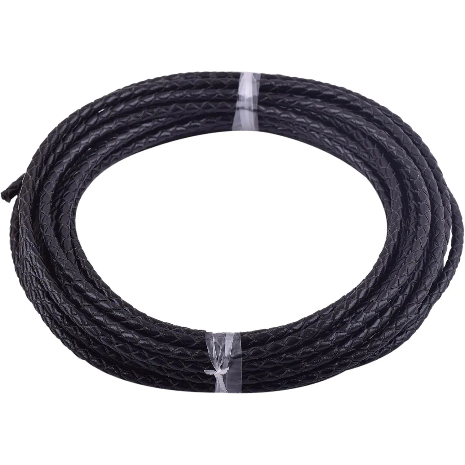 5 Yards 3.0mm Round Black Geneuine Braided Leather Cord Bolo Leather Cord