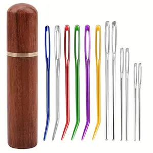 12pcs Large-Eye Blunt Needle, Plastic Bent Tapestry Needle, Stainless Steel Yarn Knitting Needles Sewing Needles Wool Needle Hand Knitting Needle Sewing Knitting Needle For Crochet Projects
