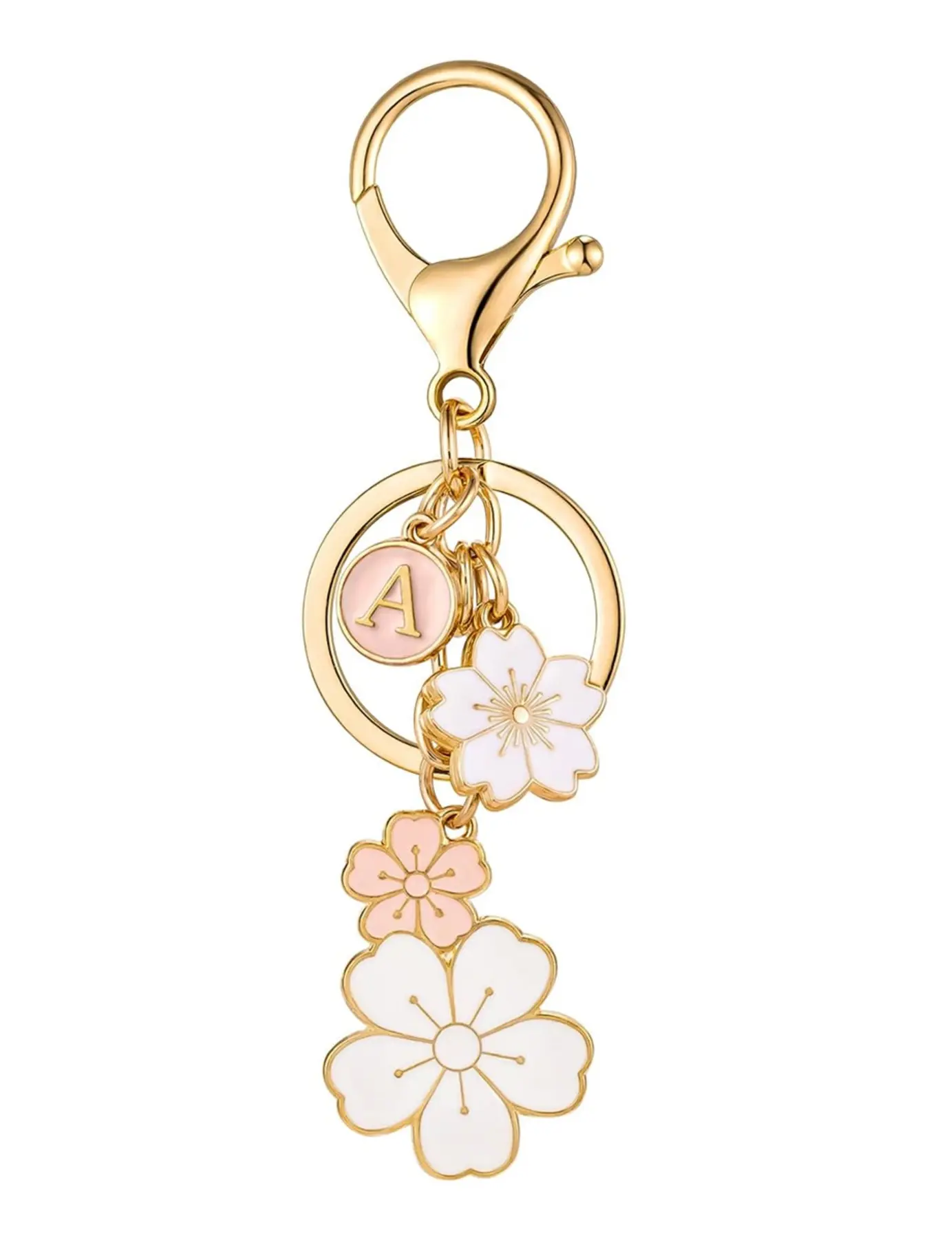 Stylish Initial Zinc Alloy Keychain, Dripping Flower Charm, Elegant Letter Key Ring for Women & Students, Perfect Accessory for Handbags & Backpacks, Trendy Cute Keychain, Fashion Keychain, Keychains Cute