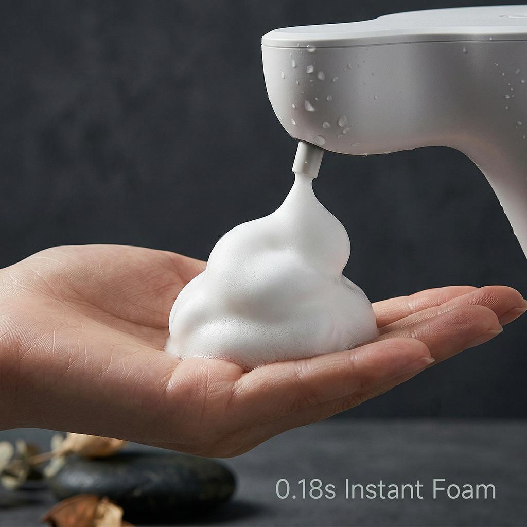 Intelligent Touchless Foaming Soap Dispenser| 350ml Large Capacity| USB-C Rechargeable with Built-in Battery| 0.25s Fast Induction| Minimalist Modern Home Aesthetic